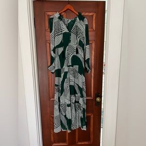 Marais Printed Chiffon Maxi Dress - Green Motif